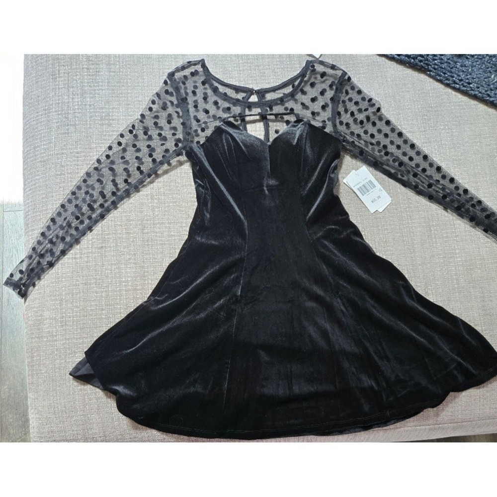 Black Fit and Flare Dress‎ with Bishop Sleeves City Vibes